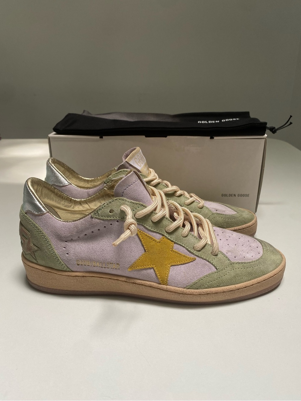 Golden Goose Ball Star Sneaker Lilac Suede/ Sage/Honey/Silver sz 39 New in Box - Picture 3 of 13
